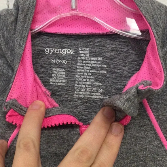 Gym Go Grey Pink Athletic Zip Jacket size 7-8 Medium Girls - Picture 4 of 7